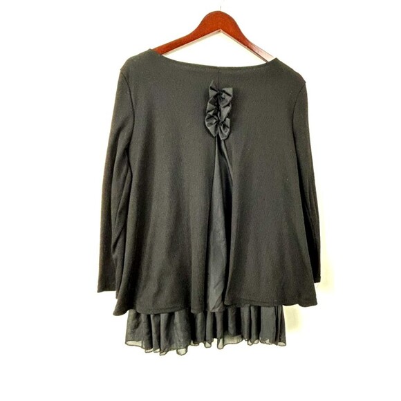 Xiang Ri Kui Womens Black Layered Top Bow Sheer Elegance Blouse Tunic L 1158E2 - Picture 7 of 8